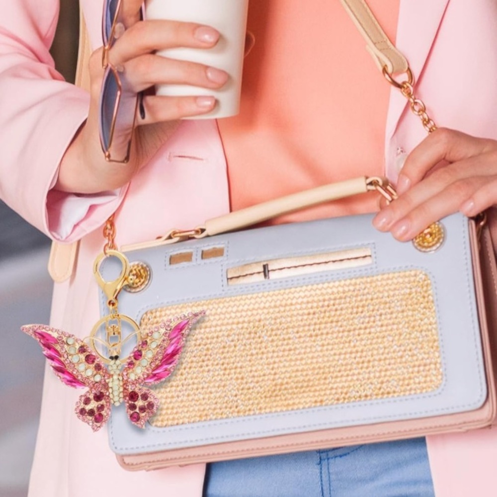 Crystal Butterfly purse/bag charm keychain nwt - Picture 4 of 7